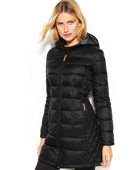 michael kors white and black jacket|michael kors black puffer jacket.